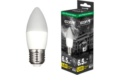 Светодиодная лампа LED Свеча 6.5Вт E27 550Лм 3000К Теплый белый свет