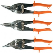 Ножницы по металлу, 250 мм, обрезиненные рукоятки, 3 шт, прямые, левые, правые. SPARTA
