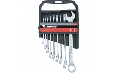 Набор ключей комбинированных, 6-22 мм, 9 шт, CrV, матовый хром. MATRIX