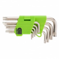 Набор ключей имбусовых Tamper-Torx, 9 шт: ТT10-ТT50,45x, закаленные, короткие, никель. СИБРТЕХ