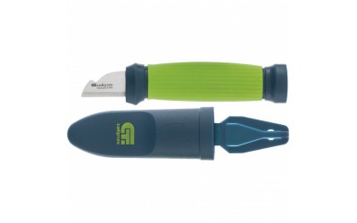 Нож монтажника с чехлом (заточка справа), обрезиненная рукоятка, 154 мм, лезвие 31 мм. СИБРТЕХ