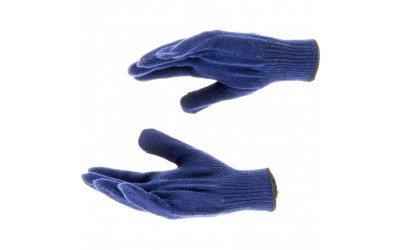 Перчатки трикотажные, акрил, синий, оверлок, Россия. СИБРТЕХ