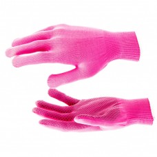 Перчатки нейлон, ПВХ точка, 13 класс, цвет розовая фуксия, L. Россия